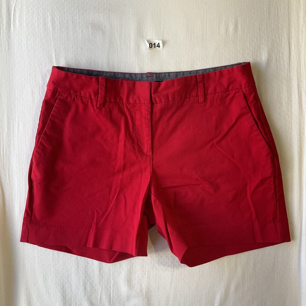 Nautica Women Shorts 4 Red Chino 5" Inseam Casual Flat Front Minimalist Stretch